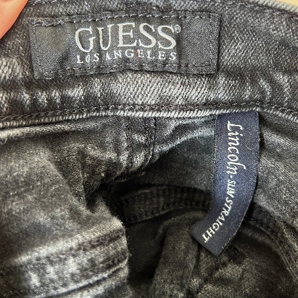 GUESS Black Acid Wash Lincoln Slim Straight Jeans Size 32 x 34 - Picture 11 of 13